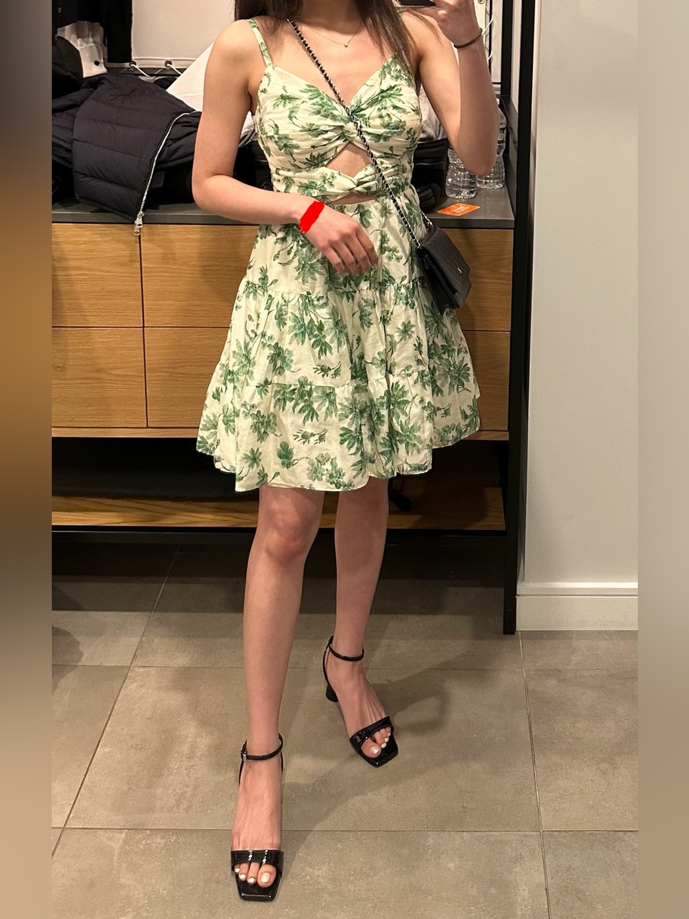 Sage Green Floral Cutout Mini Dress - Women's